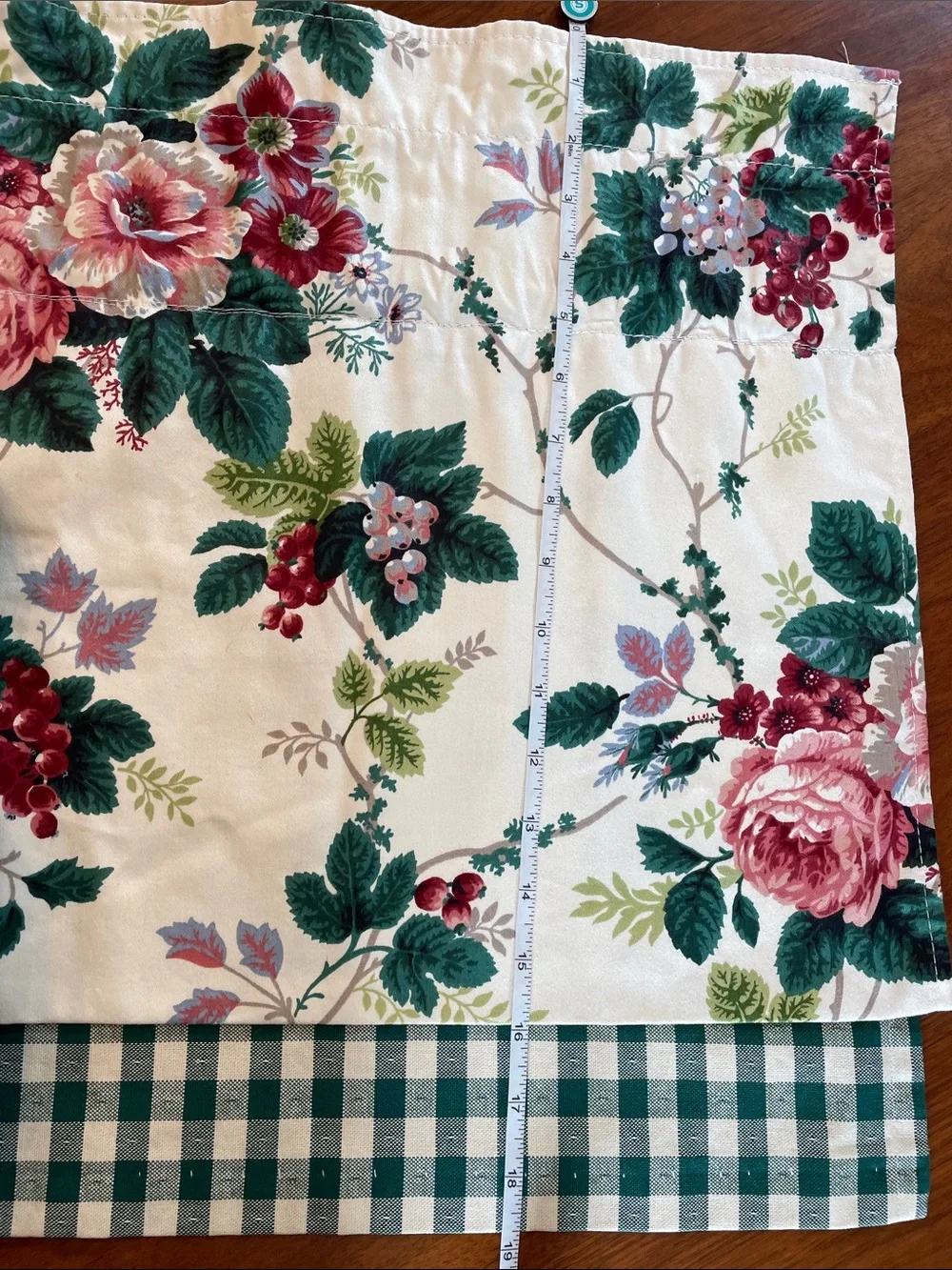 WAVERLY Vintage Pleasant Valley Floral Gingham Curtain Swag Valance Panels